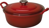 Le Creuset Gietijzeren ronde braadpan met plaatstalen deksel Kersenrood 24cm 3l