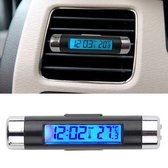 Thermometer - klok - auto - digitaal - achtergrondverlichting - met clip