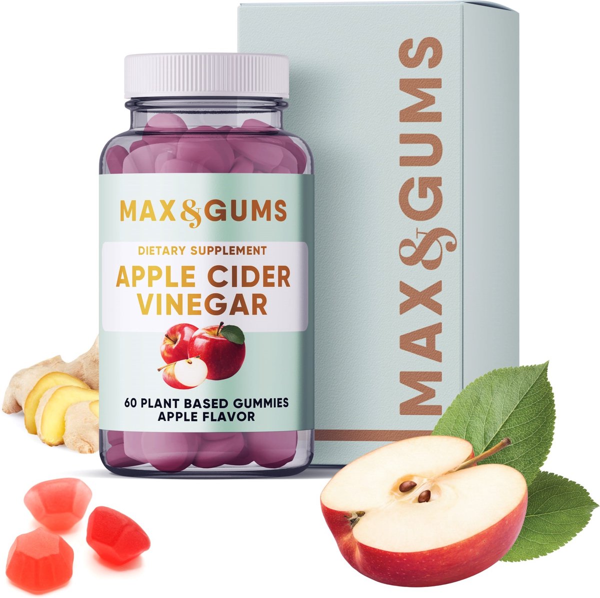 Max & Gums Apple Cider Vinegar Gummies - Vegan & Glutenvrij - 60 gummies