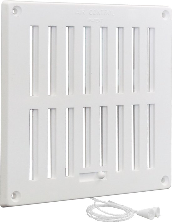 Grille coulissante verrouillable avec moustiquaire 200x200mm, plastique blanc (8"x8" m / 02)