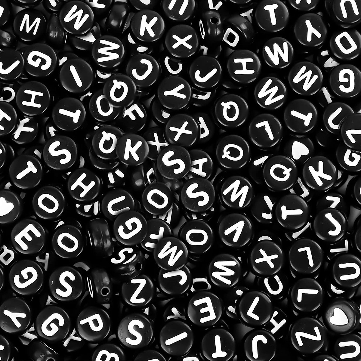 Behave Letterkralen Set - Zwart met Witte Letters - Acryl - Kralen - Alfabet Kralen - Bedels - 7mm - 624 Stuks — afbeelding 5