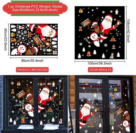 Raam Decoratie - Raamdecoratie - Kerst - Raamstickers - Glassticker - Vrolijk Kerstfeest - Decor Voor Thuis - Kinderkamer - Nieuw Jaar Stickers