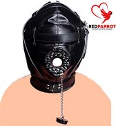 BDSM masker STUD STOP BLACK | BDSM | Uitvoering met stop in de mond | Zeer luxe uitvoering | Erg hoge kwaliteitsleer | Extreme SM | Sex masker | Verstelbaar | SM Slaaf