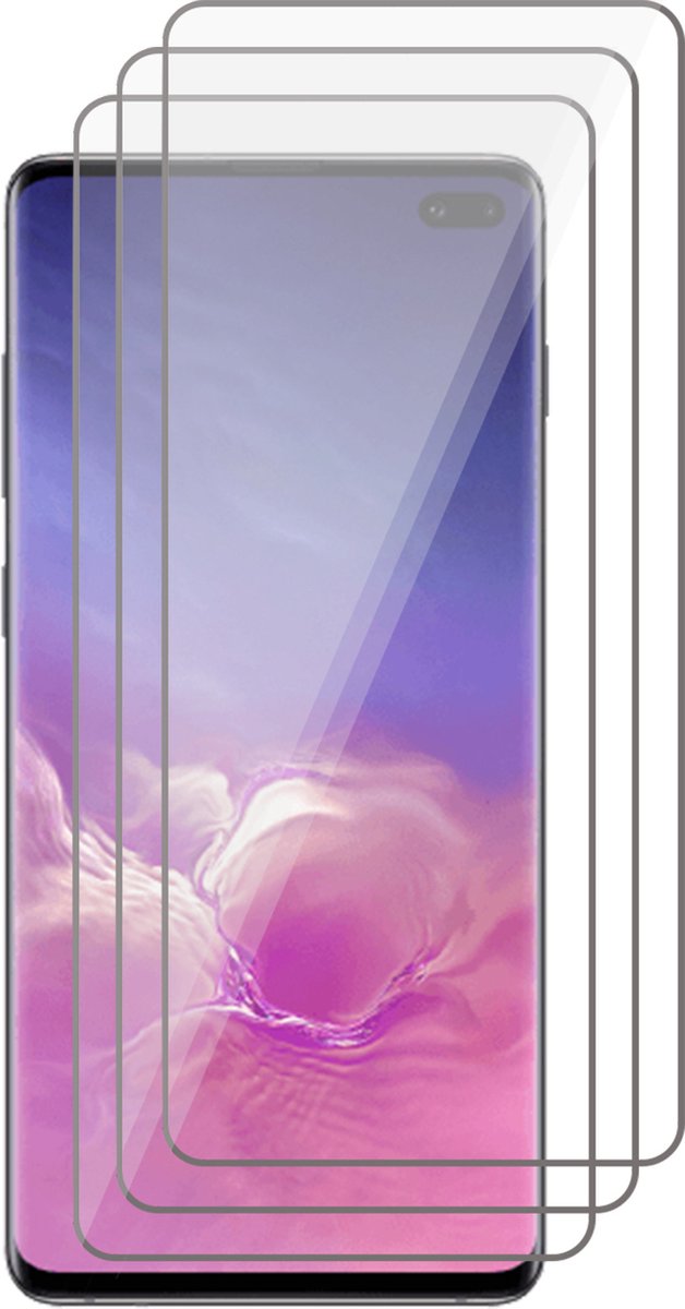Screenprotector geschikt voor Samsung S10 Plus - Beschermglas Screen Protector - 3 stuks