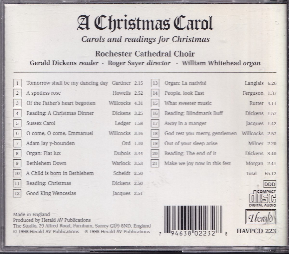 A Christmas Carol Rochester Cathedral Choir o.l.v. Roger Sayer