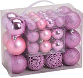 G. Wurm Kerstballen Kerstversiering - Ø3/4/6 cm - Set van 50 - Roze