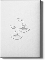 Walljar - One Line Faces - Muurdecoratie - Canvas schilderij