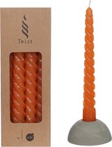 Kaarsen gedraaid bruin 19cm hoog  - 4 st
