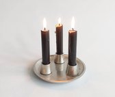 Mix en Match - Kandelaar - Kaarsenhouder - Rond - Zilver - Metaal - 16cm