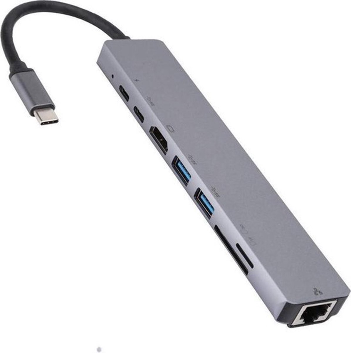 USB C Multifunction Adapter - Type C naar HDMI Hub - 8 Poorten - 4K UHD HDMI - Adapter - Ethernet - SD TF Kaart - Power Delivery /Apple Macbook Pro / Air / iMac / Mac Mini / Google Chromebook / Windows / HP / ASUS / Lenovo - Docking station - Dock -