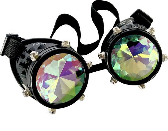 FestiLovers Caleidoscoop Spacebril - Steampunk Bril - Festival Space Bril -  Zwart | bol