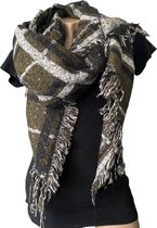 Lange Warme Dames Sjaal - Omslagdoek - Extra Dikke Kwaliteit - Geblokt - 2-Zijdig - Gemêleerd - Groen - 180 x 70 cm (XR-10)
