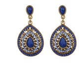 Oorbellen dames | oorhangers dames | dames oorbellen met stenen | goudkleurige oorbellen met blauwe steentjes | blauwe oorbellen | feestelijke oorbellen | cadeau voor vrouw |