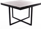 Marmeren vierkante salontafel gekruist frame - Antraciet natuursteen blad Dark Ocean- RVS matzwarte onderstel