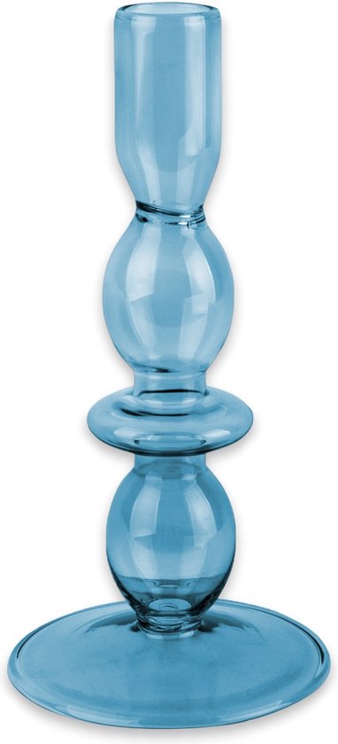PresentTime Glass Art Bubbles Kandelaar - Medium/donkerblauw | bol.com