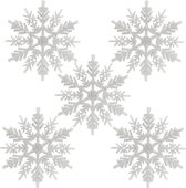 Sneeuwvlokken | 24 Stuks | Kerstboomversiering | Glitter | 10,5 cm