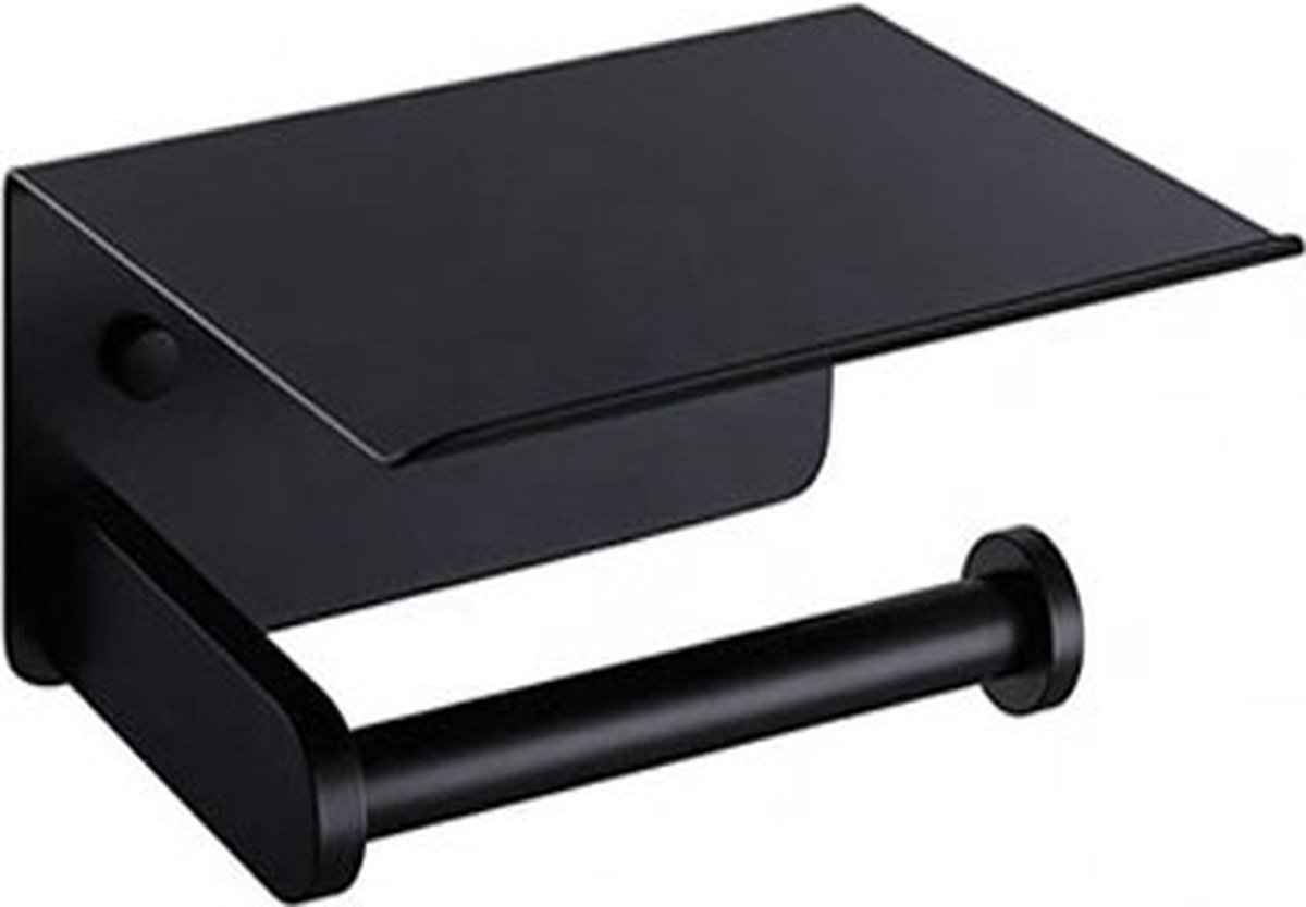 Maison Extravagante - Toiletrolhouder Industrial Black - met houder - geborsteld - mat zwart - plakstrip
