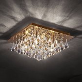 Lindby - plafondlamp - 4 lichts - K9 kristal, staal - H: 19 cm - G9 - goud, transparant