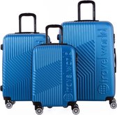 TRAVEL WORLD Set van 3 Koffers 55/65/75 cm Blauw