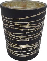 Lauco - Glazen waxinelichthouder sterren -  Zwart - 12.5cm
