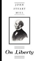 Boekomslag van 'On Liberty' met een portret van John Stuart Mill.