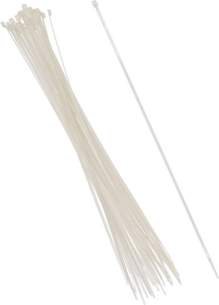 60x stuks Kabelbinders tie-wraps in het wit van 40 cm gemaakt van kunststof - 7.2 mm breed - snoeren bindmateriaal