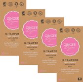 Ginger Organic tampons met applicator mini 80 stuks - 5 x 16 stuks - 100% puur biologisch katoen