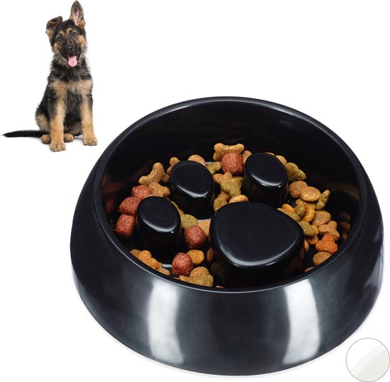 Anti-schrokbak voor honden, langzame voerbak, roestvrij staal, langzame voeding, voor middelgrote en grote huisdieren, geschikt voor 4-6 kopjes hondenvoer, verlicht de spijsvertering