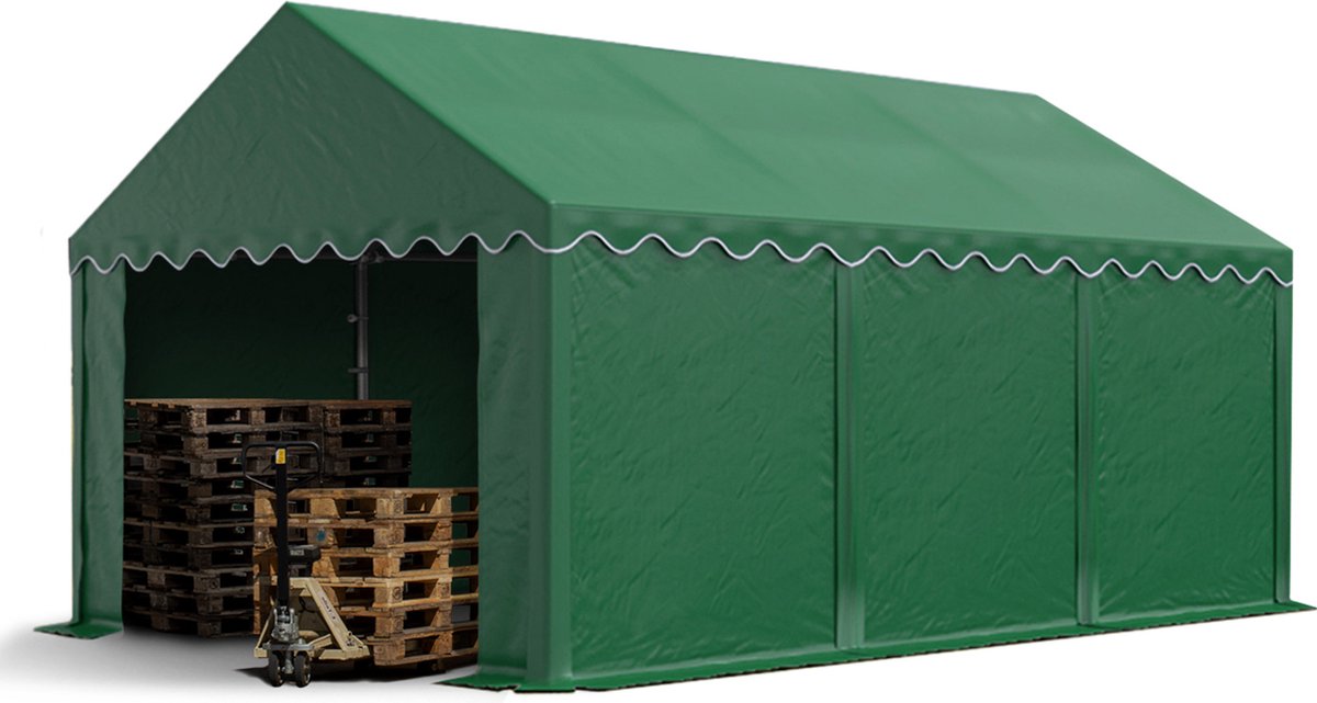 Opslagtent 3x6 m beschutting met PVC zeil 700 N waterdicht donkergroen
