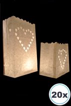 10 kleine + 10 grote candlebags Hart, candlebag, candle bag, windlicht, lichtzak