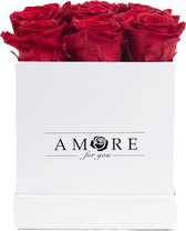Zeep Rozen Flowerbox Medium - Luxe Rode Zeep Roos In Vierkante Witte Designer Giftbox - Valentijn