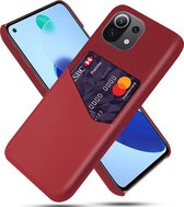 Xiaomi 11 Lite 5G NE Hoesje - Mobigear - Fabric Serie - Hard Kunststof Backcover - Rood - Hoesje Geschikt Voor Xiaomi 11 Lite 5G NE