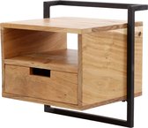 Nachtkastje 1 Lade open vak air solid / Massief acacia naturel - Industrieel meubels - Houten meubel - Design
