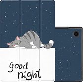 Samsung Galaxy Tab A8 Hoesje Case Hard Cover Hoes Book Case - Kat Good Night