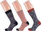 Badstof dames sokken | Multi Blauw | 6 Pak | Maat 36/41 | Uniek motief | Warme sokken dames | Sokken dames | Wintersokken dames | Dikke sokken dames | Apollo
