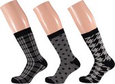 Badstof dames sokken | Multi Zwart | 6 Pak | Maat 36/41 | Uniek motief | Warme sokken dames | Sokken dames | Wintersokken dames | Dikke sokken dames | Apollo