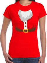 Kerstkostuum Kerstman verkleed t-shirt - rood - dames - Kerstkostuum / Kerst outfit S