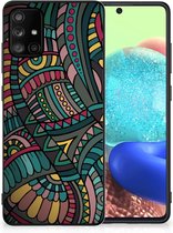 Hoesje Bumper Geschikt voor Samsung Galaxy A71 Telefoon Hoesje met Zwarte rand Aztec