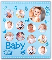ZEP - Houten Baby Multi Fotolijst Baby Gallerie Blue voor foto formaat 12x8x8 14x14 - WG3BL