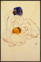 JUNIQE - Poster in kunststof lijst Schiele - Two Friends -60x90 /Ivoor