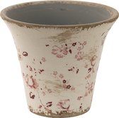 Clayre & Eef Pot de fleurs Ø 12x11 cm Rose Beige Céramique Rond Fleurs Pot de fleurs d'intérieur