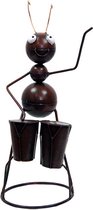 Beeld - Metaal - Insect - Mier met trommel - Bruin - 30x12x10cm - Sarana - Fairtrade Indonesie - Fairtrade