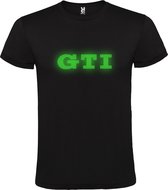 Zwart T shirt met   " GTI " logo Glow in the Dark Groen print size XXXXXL