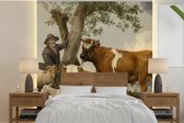 Behang - Fotobehang De stier - Schilderij van Paulus Potter - Breedte 220 cm x hoogte 220 cm