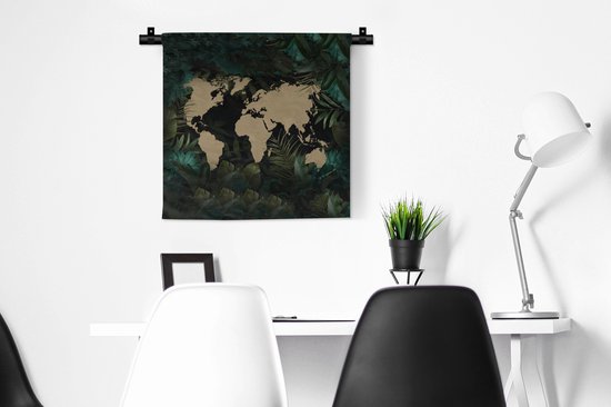 Tapisserie - Tapisserie - Wereldkaart - Marron - Fleurs - 60x60 cm - Tapisserie