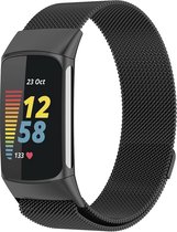 Shop4 - Bandje voor Fitbit Charge 5 - Metaal Zwart