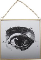Decoratie hanger 20*1*20 cm Grijs Metaal, Glas Vierkant Oog Woondecoratie