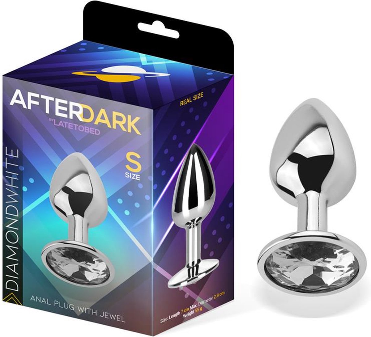 Goedkoopste AFTERDARK - Butt Plug With Jewel Diamond White Size S Aluminium