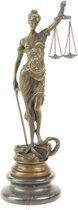 Bronzen vrouwe Justitia - Brons - Beeld - Marmer - Justitie - Rechtspraak - Decoratief - 24x8x7cm