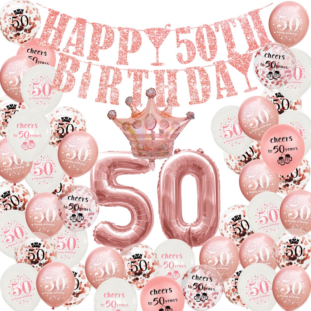 Fissaly® 50 Ans Sarah & Abraham Anniversaire Décoration Embellissement -  Ballons 